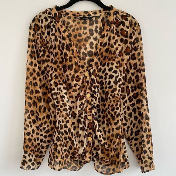 ZARA Leopard Print Blouse - Picture 1 of 5